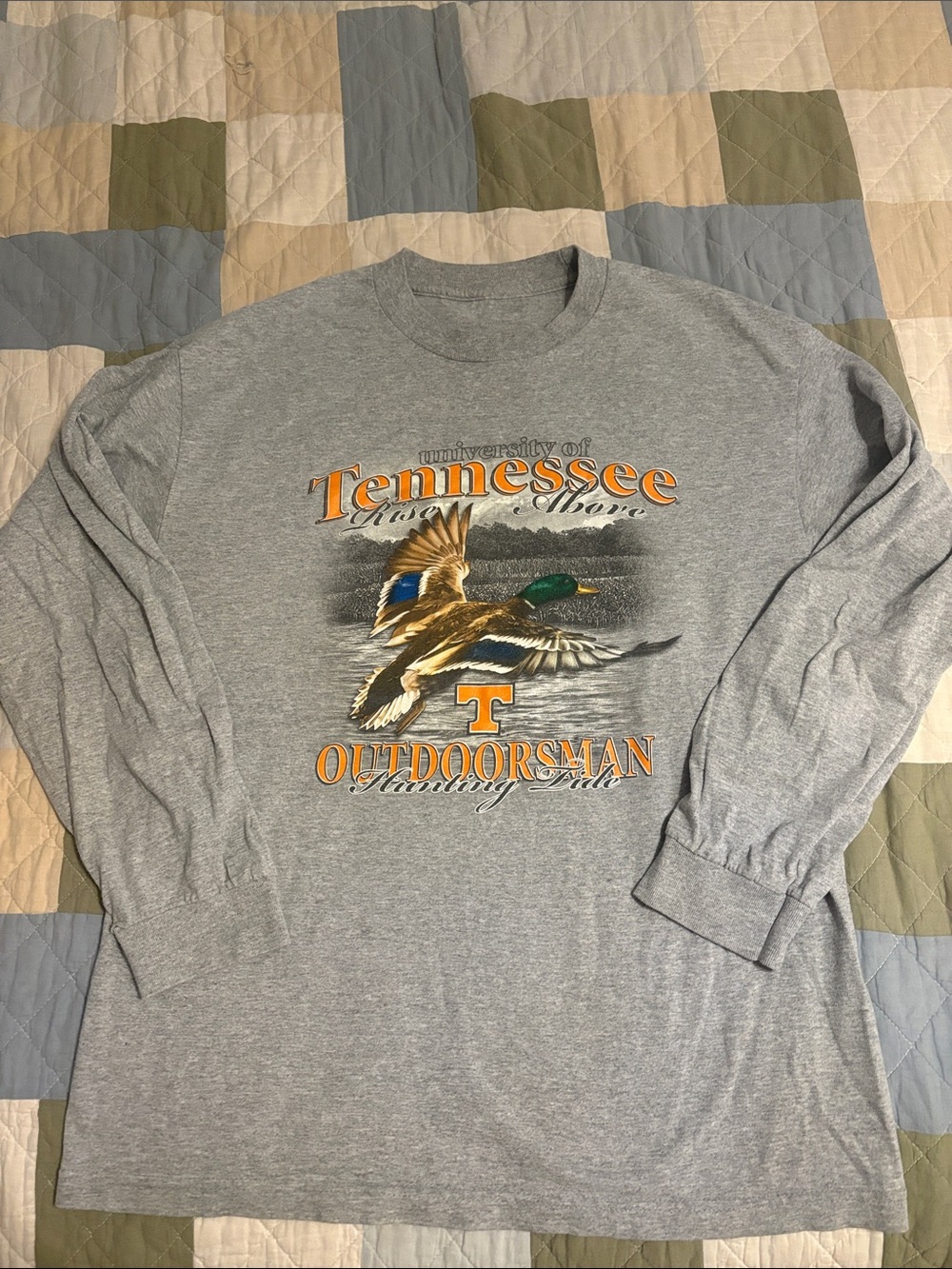 NCAA Tennessee Volunteers Outdoorsman Duck Gray Long Sleeve Graphic Tee